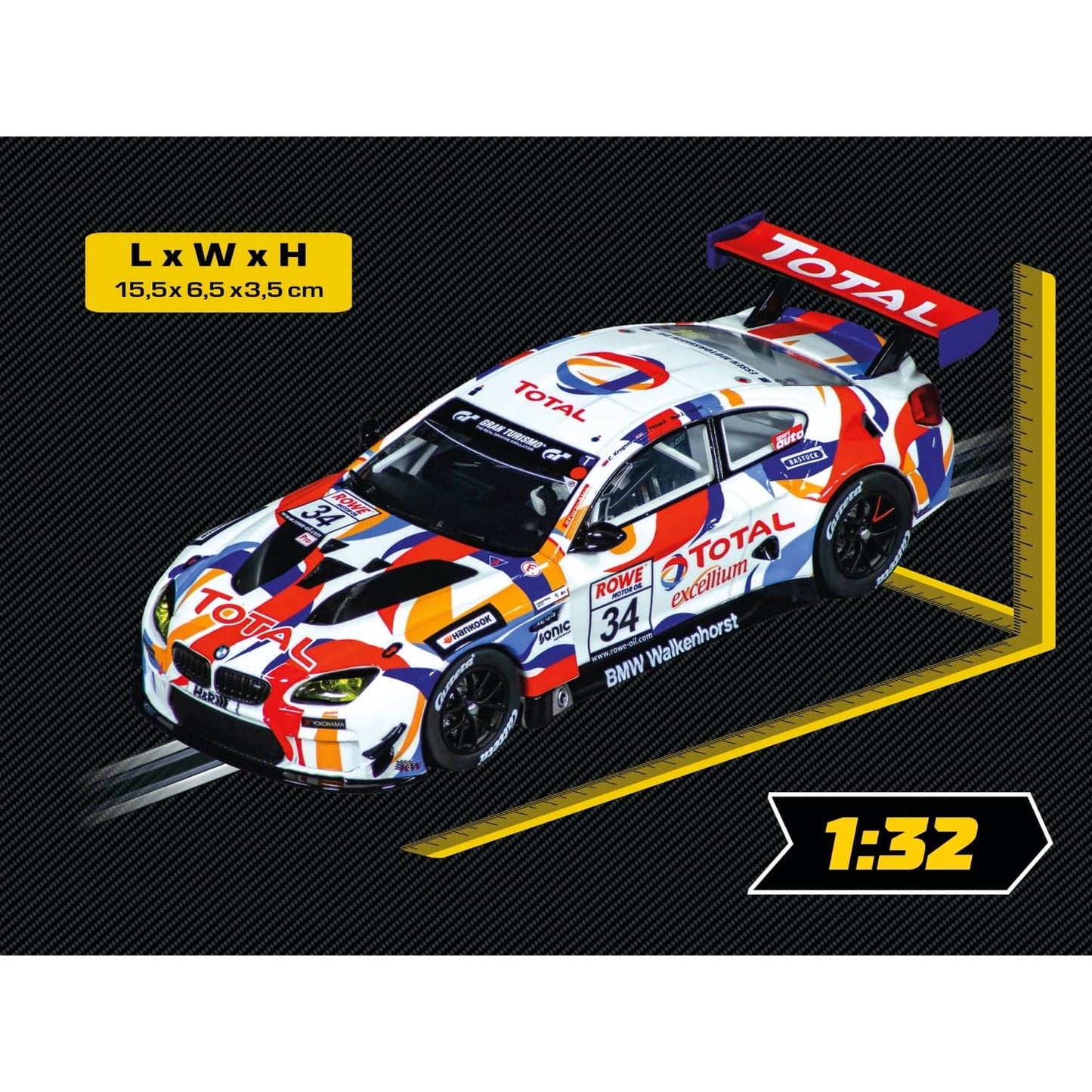 Carrera -  Evolution 1:32 - BMW M6 GT3 Walkenhorst Motorsport No.34 - Slot Car Also Suits Scalextric