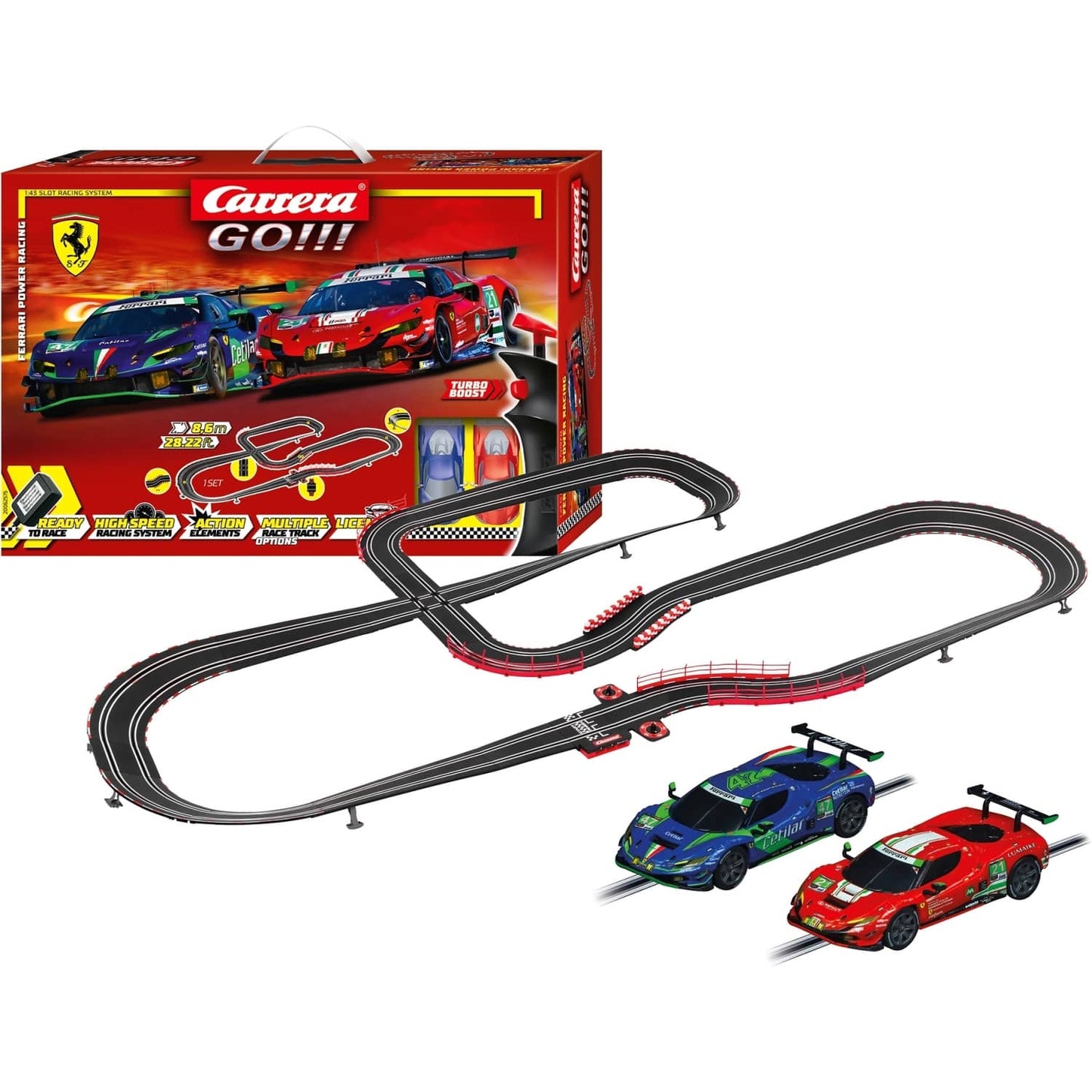 Carrera -  GO 1:43 - Ferrari Power Racing -Model No.20062575 - Slot Car Set