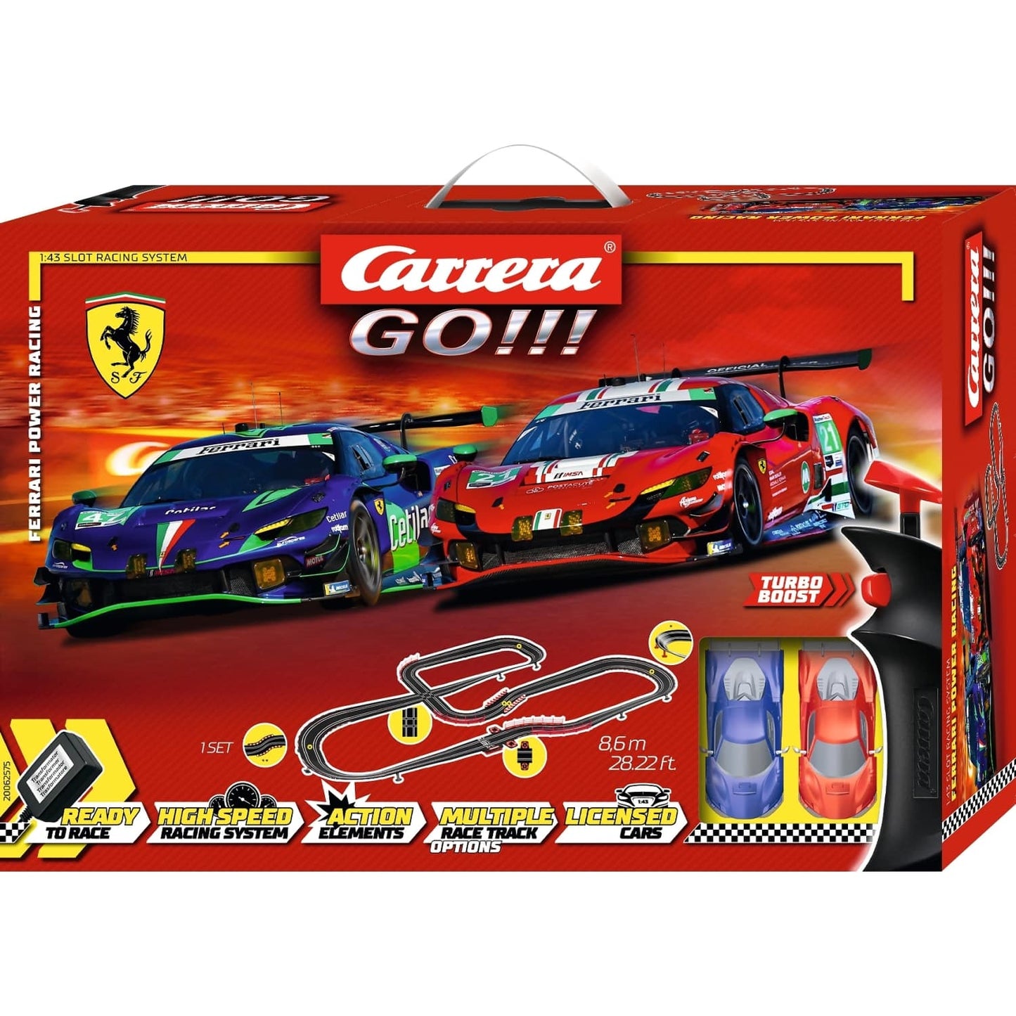 Carrera -  GO 1:43 - Ferrari Power Racing -Model No.20062575 - Slot Car Set