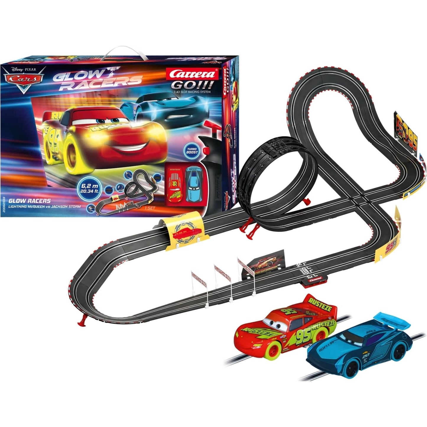 Carrera -  GO 1:43 - Disney·Pixar Cars Glow Racers - Model No.20062559 - Slot Car Set