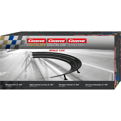 Carrera -  Digital 1:32 Accessories - High Banked Curve 3/30° (6) 6 x Track Pieces Includes Supports - Slot Car Track Accessories Also Suits 1:24 & Evolution