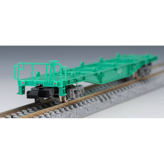 Tomix - Koki 250000 Freight Car Green with tail light No Container N Scale - Model Railway Accessory