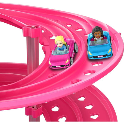 Hot Wheels - Racerverse Barbie Spiral Race Track Set With Barbie “malibu” & Barbie “brooklyn” Toy Cars