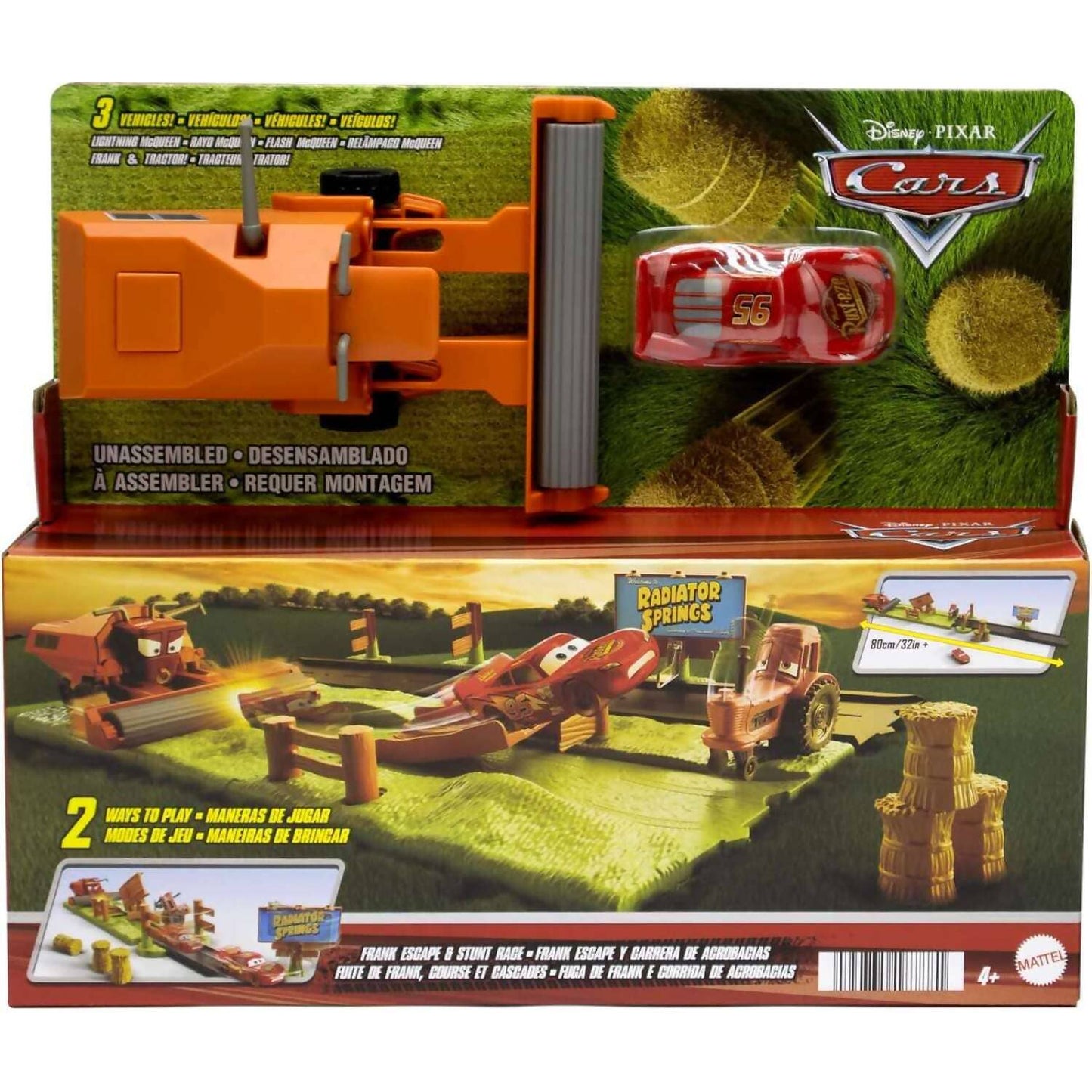 Disney -  Pixar - Cars Frank Escape & Stunt Race Playset With Lightning Mcqueen Toy Car