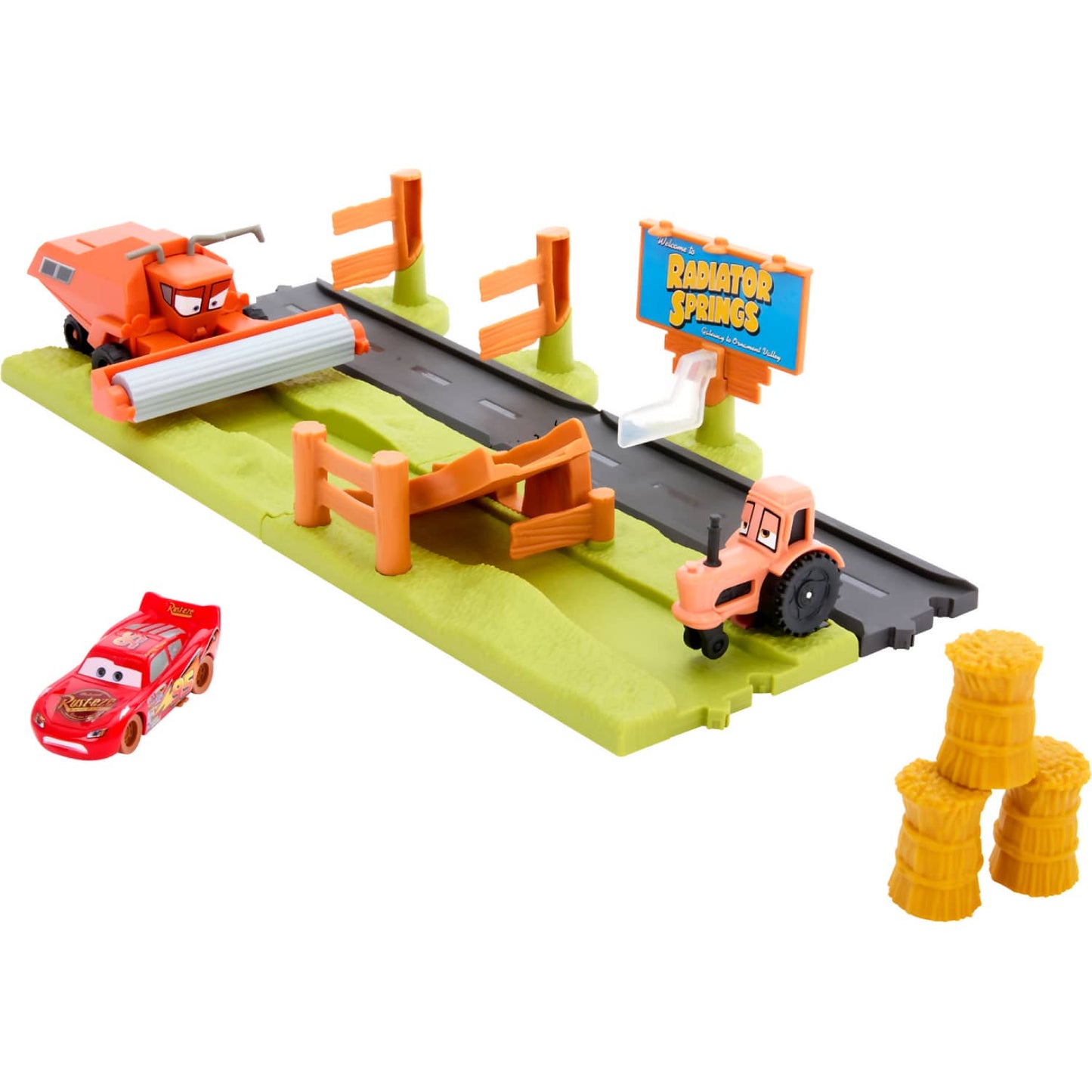 Disney -  Pixar - Cars Frank Escape & Stunt Race Playset With Lightning Mcqueen Toy Car