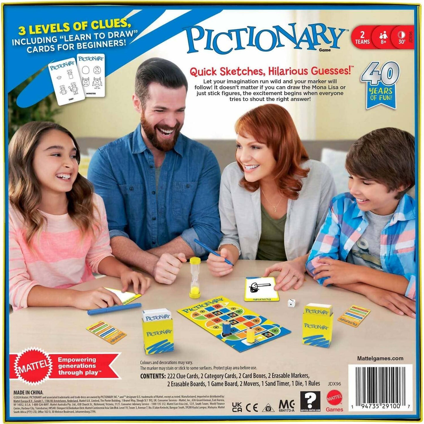 Mattel -  Games - Pictionary Family Board Game Refresh