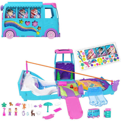Polly Pocket - Pet Mobile Adventure Playset With Micro Dolls & Transforming Camper Van - Mattel