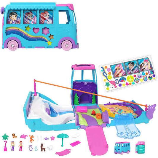 Polly Pocket - Pet Mobile Adventure Playset With Micro Dolls & Transforming Camper Van - Mattel