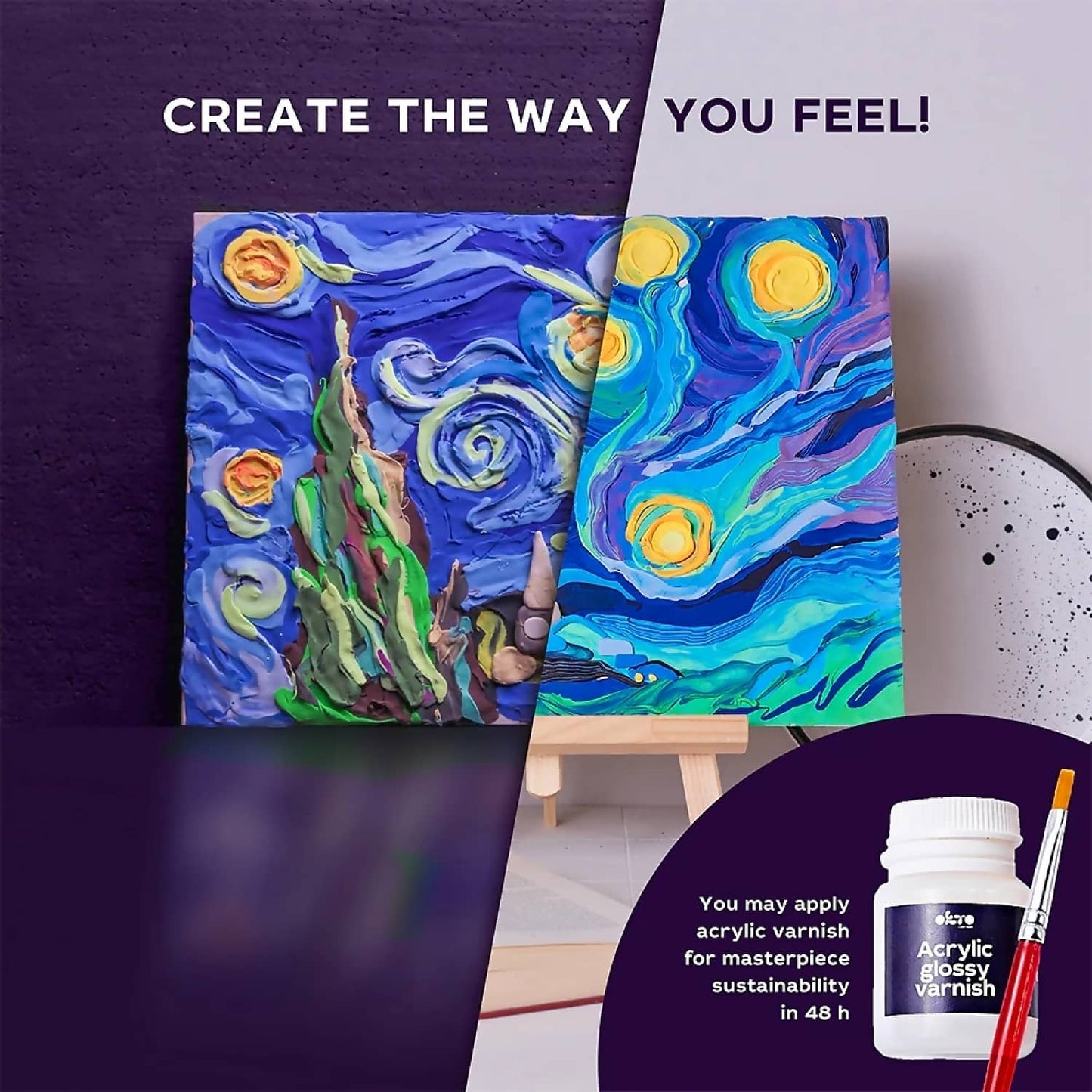 OKTO -  Sensory Art - DIY 3D Painting Creative Set Starry Night 30cm x 40cm