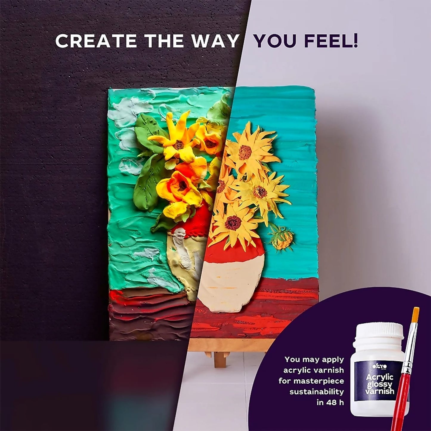 OKTO -  Sensory Art - DIY 3D Painting Creative Set Sunflowers 30cm x 40cm