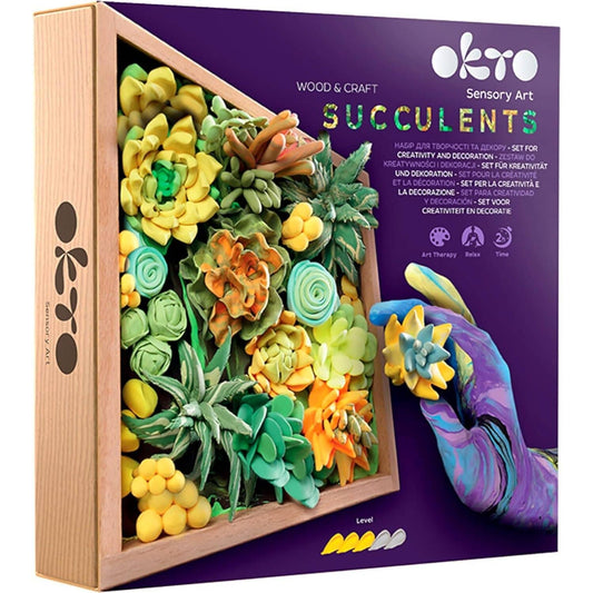 OKTO -  Sensory Art - Wood & Craft DIY 3D Succulents Energy 21cm x 21cm