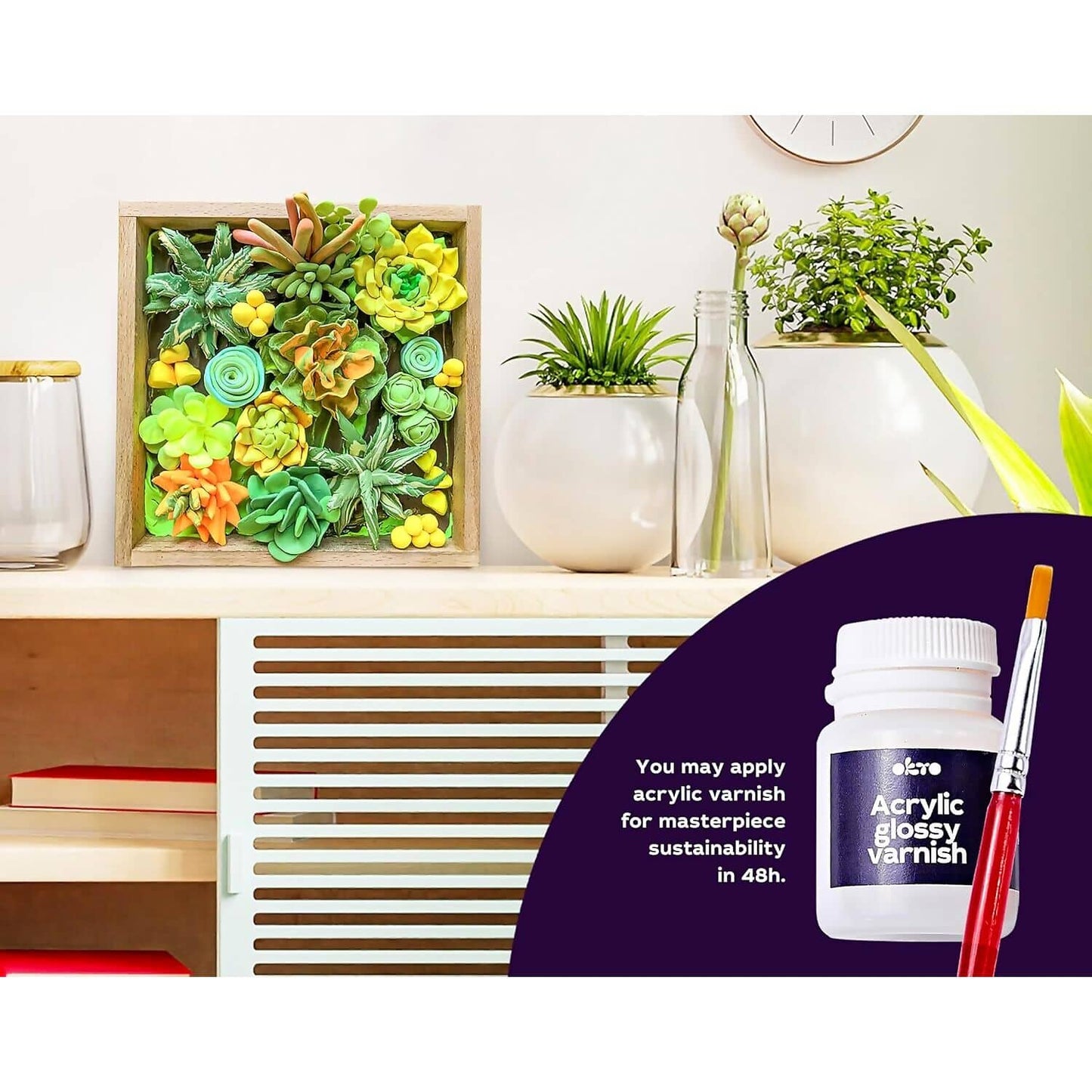 OKTO -  Sensory Art - Wood & Craft DIY 3D Succulents Energy 21cm x 21cm