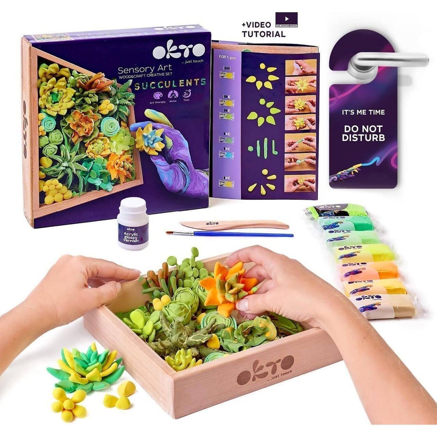 OKTO -  Sensory Art - Wood & Craft DIY 3D Succulents Energy 21cm x 21cm