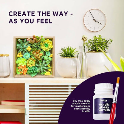 OKTO -  Sensory Art - Wood & Craft DIY 3D Succulents Energy 21cm x 21cm