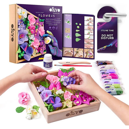 OKTO -  Sensory Art - Wood & Craft DIY 3D Flowers Inspiration 21cm x 21cm