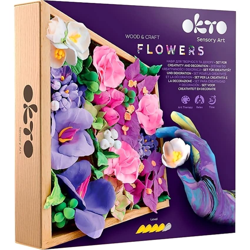 OKTO -  Sensory Art - Wood & Craft DIY 3D Flowers Inspiration 21cm x 21cm