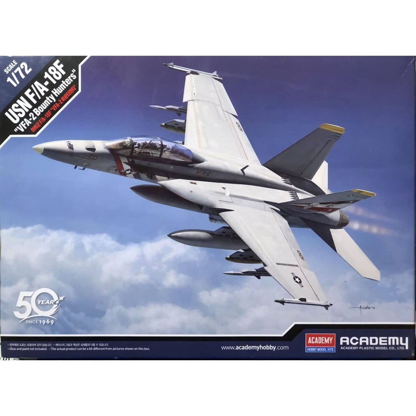 Academy -  Scale 1/72 USN F/A-18F VFA-2 Bounty Hunters w/Aus Decals Plastic Model Kit (12567)