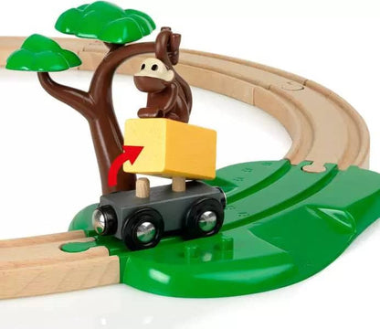 Brio -  World - Wooden Train Set Safari Railway Set 17pce