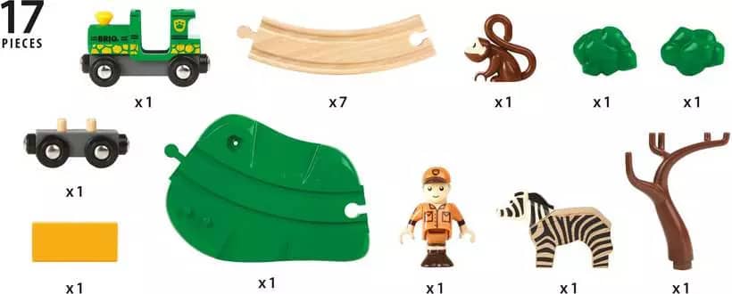 Brio -  World - Wooden Train Set Safari Railway Set 17pce