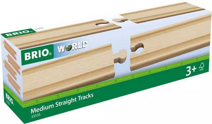 Brio -  World - Wooden Train Tracks Medium Straight Tracks 4pce