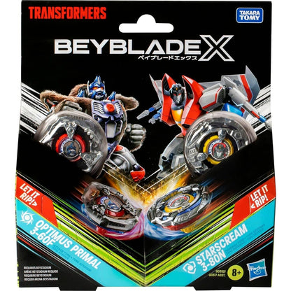 Beyblade -  X - Transformers Collab Optimus Primal 3-60F Vs. Starscream 3-80N Multipack Set With 2 Tops & 2 Launchers