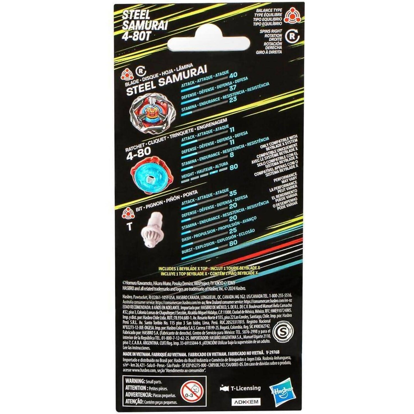 Beyblade -  X - Steel Samurai 4-80T Booster Pack Set With Balance Type Top