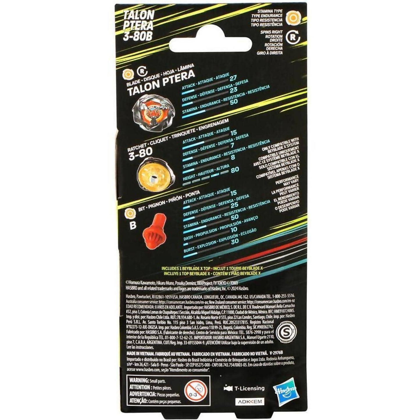 Beyblade -  X - Talon Ptera 3-80B Booster Pack Set With Stamina Type Top