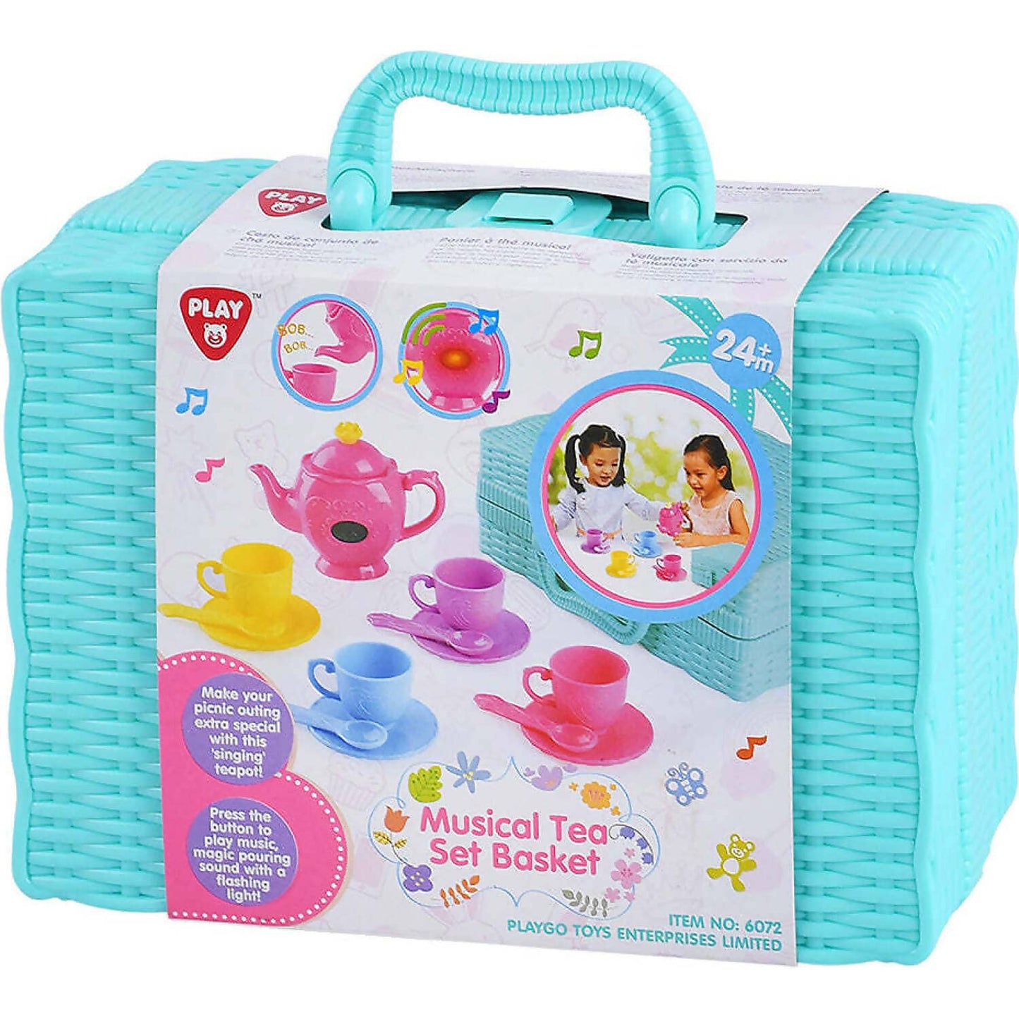 Playgo Toys Ent. Ltd  -  Battery Operated Musical Tea Set Basket Role Play