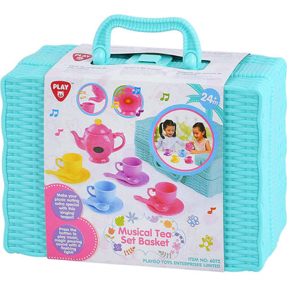 Playgo Toys Ent. Ltd  -  Battery Operated Musical Tea Set Basket Role Play