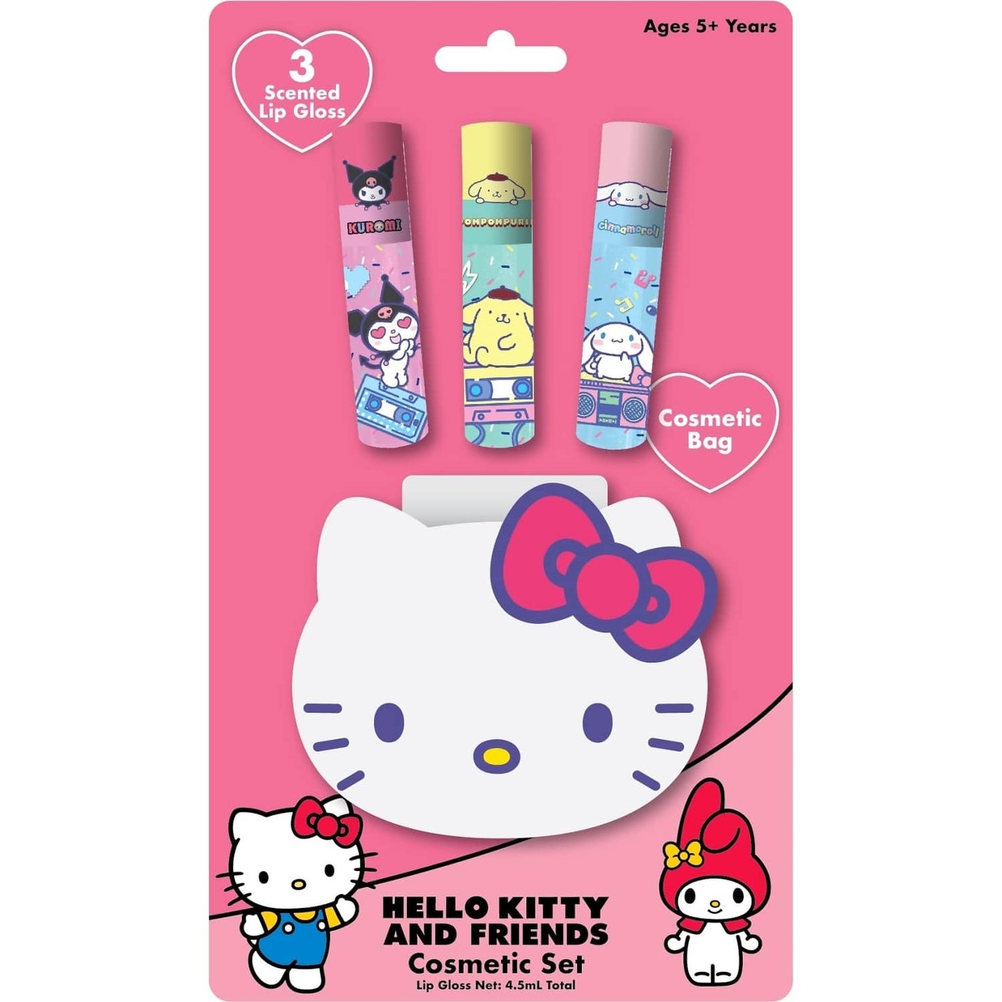 Hello Kitty -  & Friends - Scented Lip Gloss 3pk with Cosmetic Bag