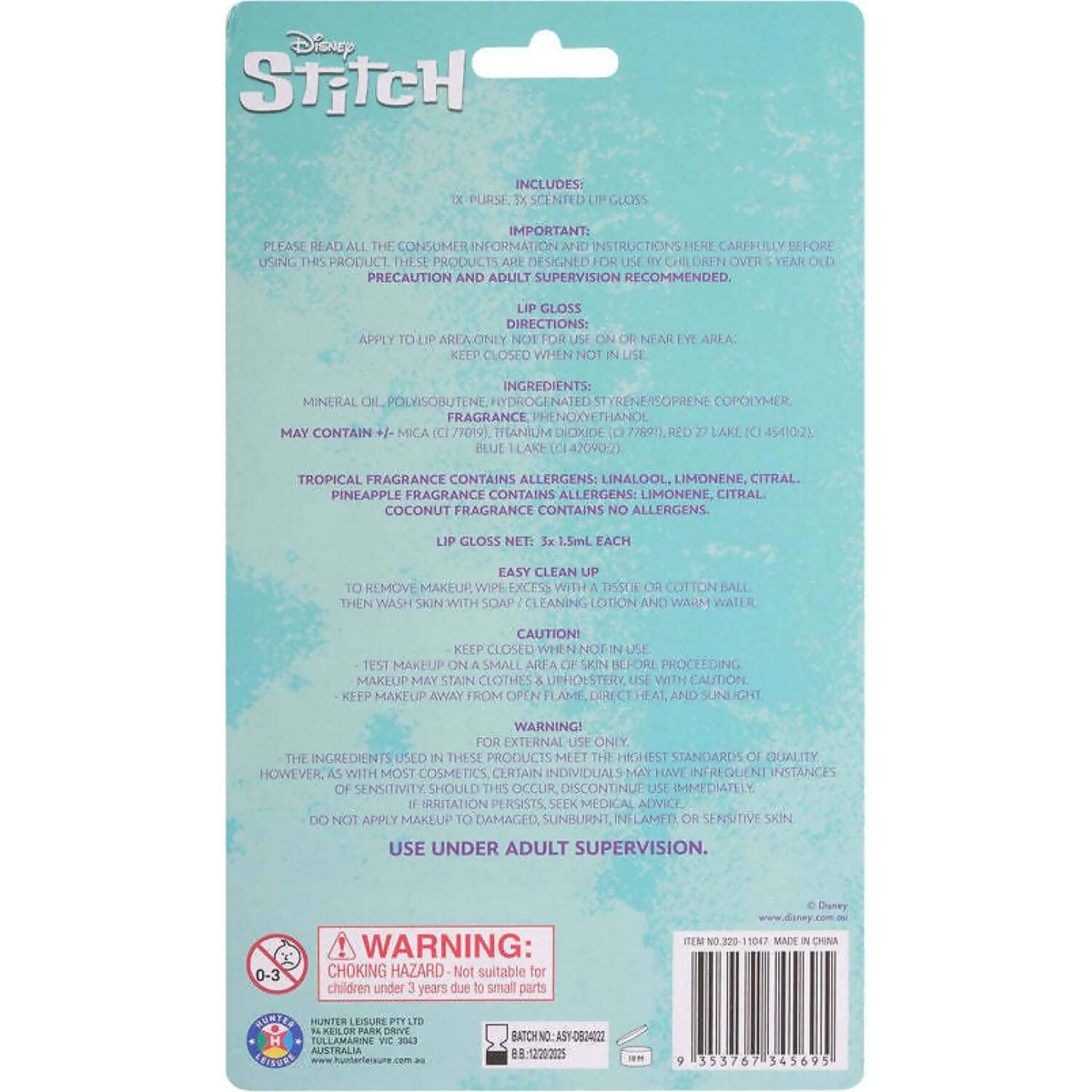 Disney -  Stitch - 3pk Lip Gloss & Purse Set