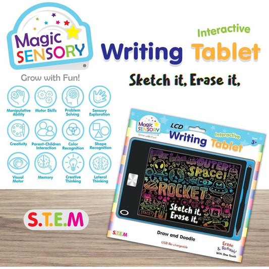 Magic Sensory - Blue LCD Writing Tablet for Kids 8.5-inch Drawing Tablet for Writing Drawing Doodling and Learning
