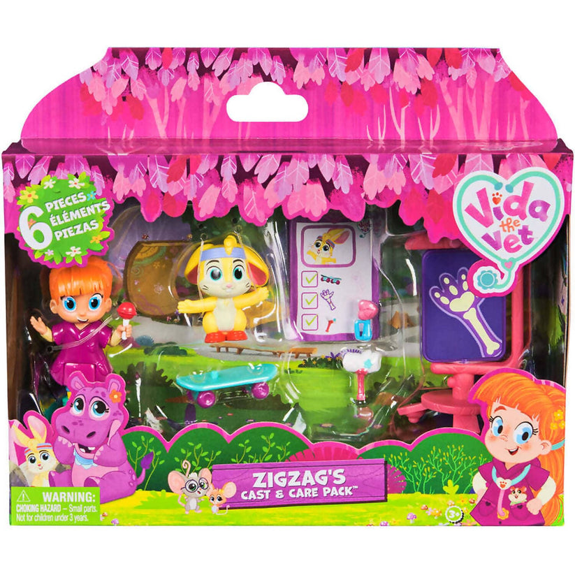 Vida The Vet Zig Zag Cast & Care Pack – 2 Figurines Et 5 Accessoires Vétérinaires, Jouet éducatif Pour Enfants Dès 3 Ans