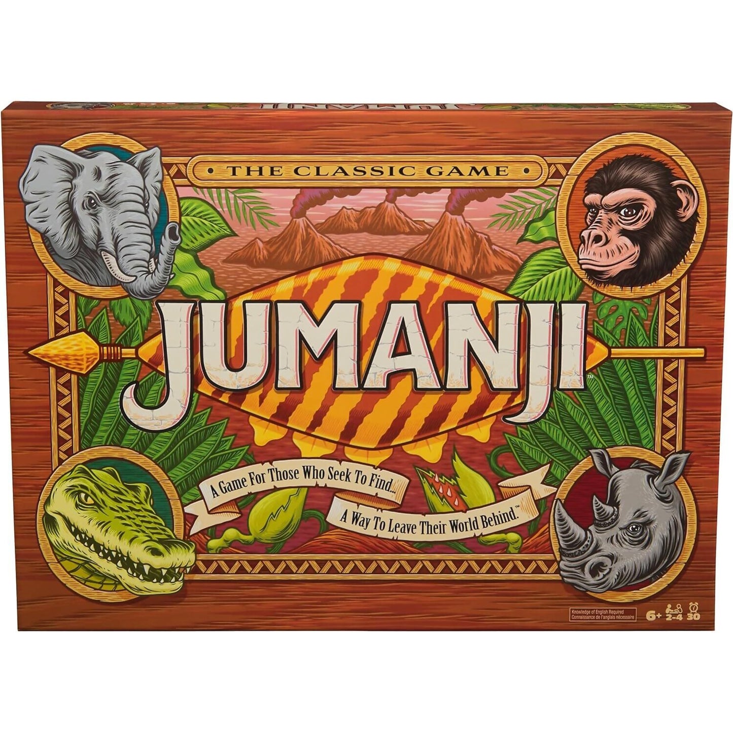 Spin Master -  Games - Jumanji Deluxe Wooden Box 30 Years of Jumanji Classic Board Game Refresh