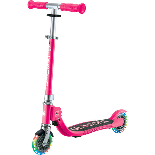 Globber - Flow Foldable Junior Scooter with Lights - Pastel Pink / Fuchsia
