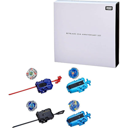 Beyblade -  X - 25th Anniversary Set History 1999 - 2024 Includes 4 Takara Tomy Tops and 4 Launchers