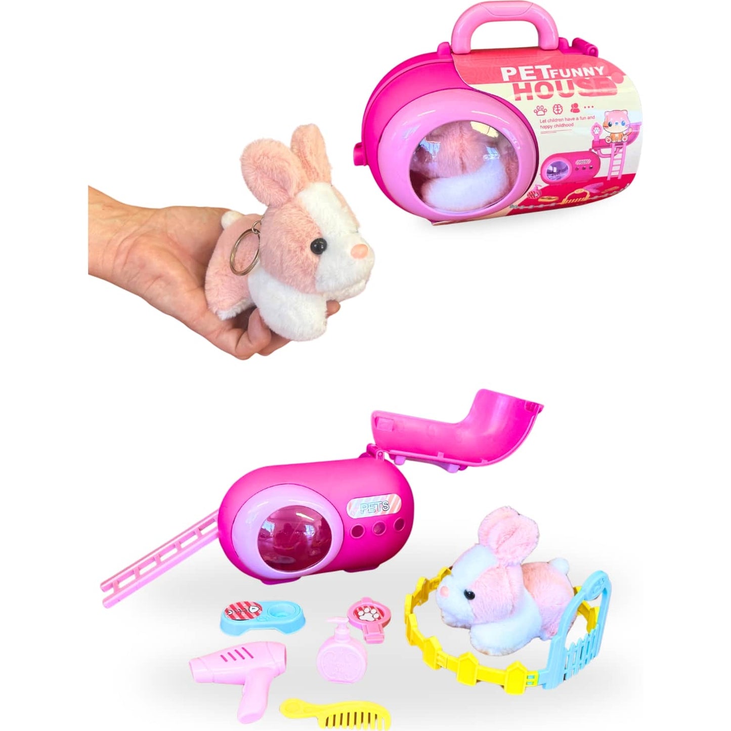 Pet Funny House - Bunny & Pet Carry Capsule and Playhouse Toy Plush