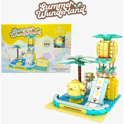 Hello Kitty -  and Friends - YuMe Blocks Summer Wunderland - Pompompurin Water Slide 336 Pieces