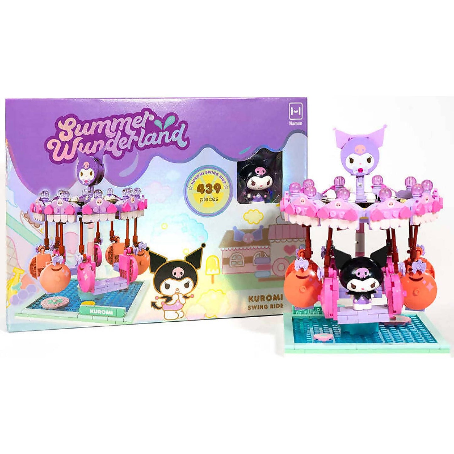 Hello Kitty -  and Friends - YuMe Blocks Summer Wunderland - Kuromi Swing Ride 439 Pieces