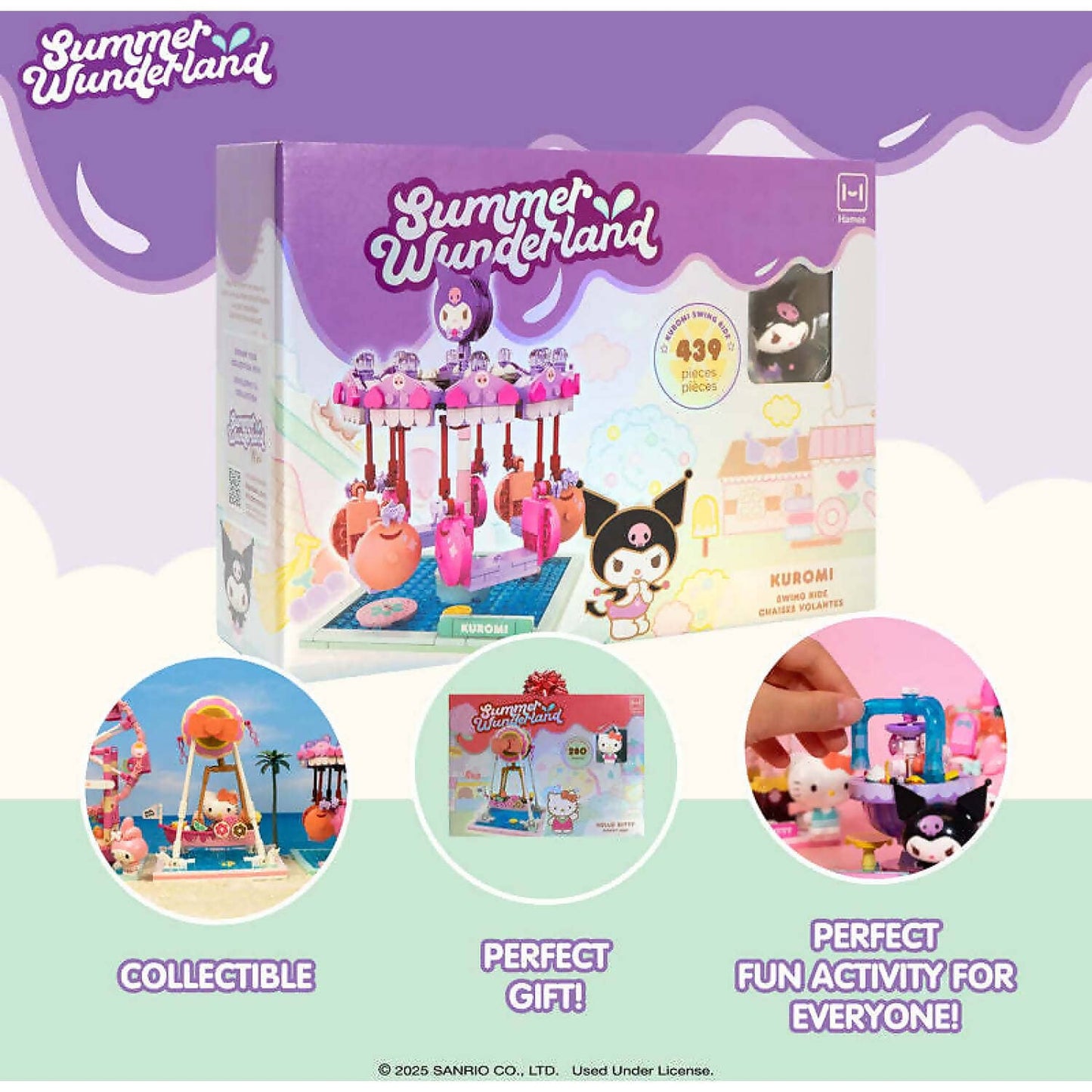 Hello Kitty -  and Friends - YuMe Blocks Summer Wunderland - Kuromi Swing Ride 439 Pieces