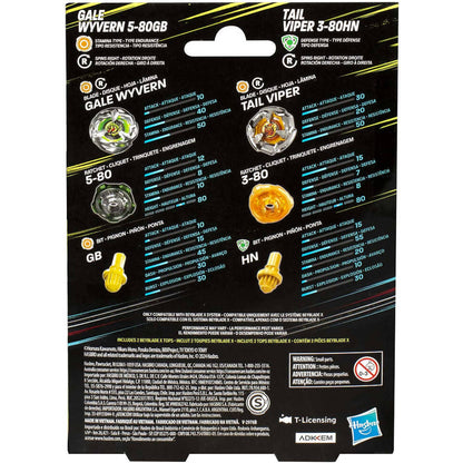 Beyblade -  X - Gale Wyvern 5-80GB and Tail Viper 3-80HN Top Dual Pack Set