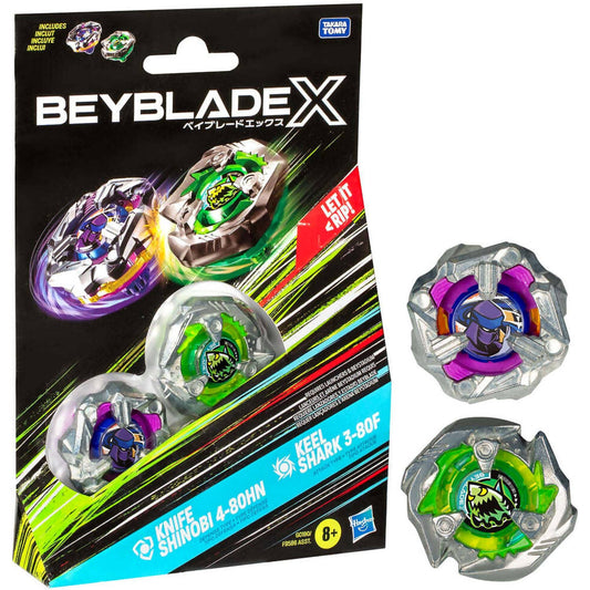 Beyblade -  X - Knife Shinobi 4-80HN and Keel Shark 3-80F Top Dual Pack Set