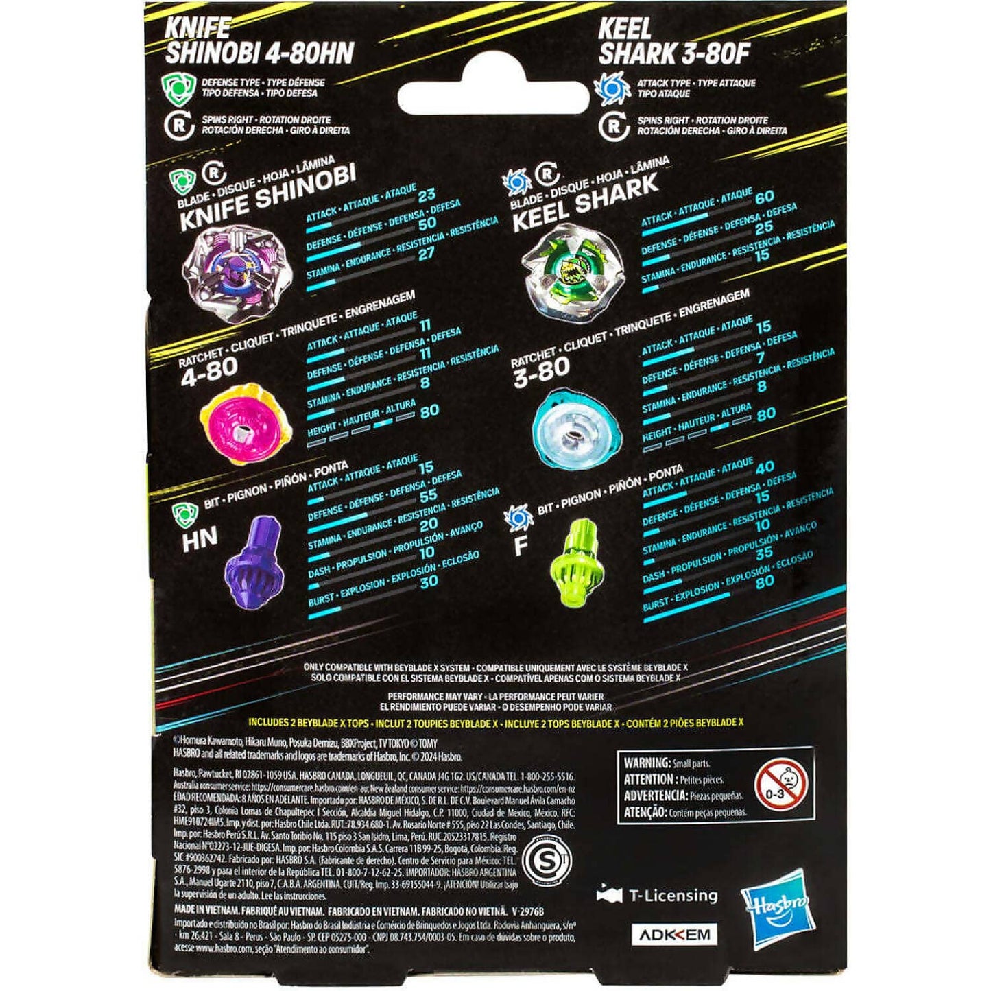 Beyblade -  X - Knife Shinobi 4-80HN and Keel Shark 3-80F Top Dual Pack Set