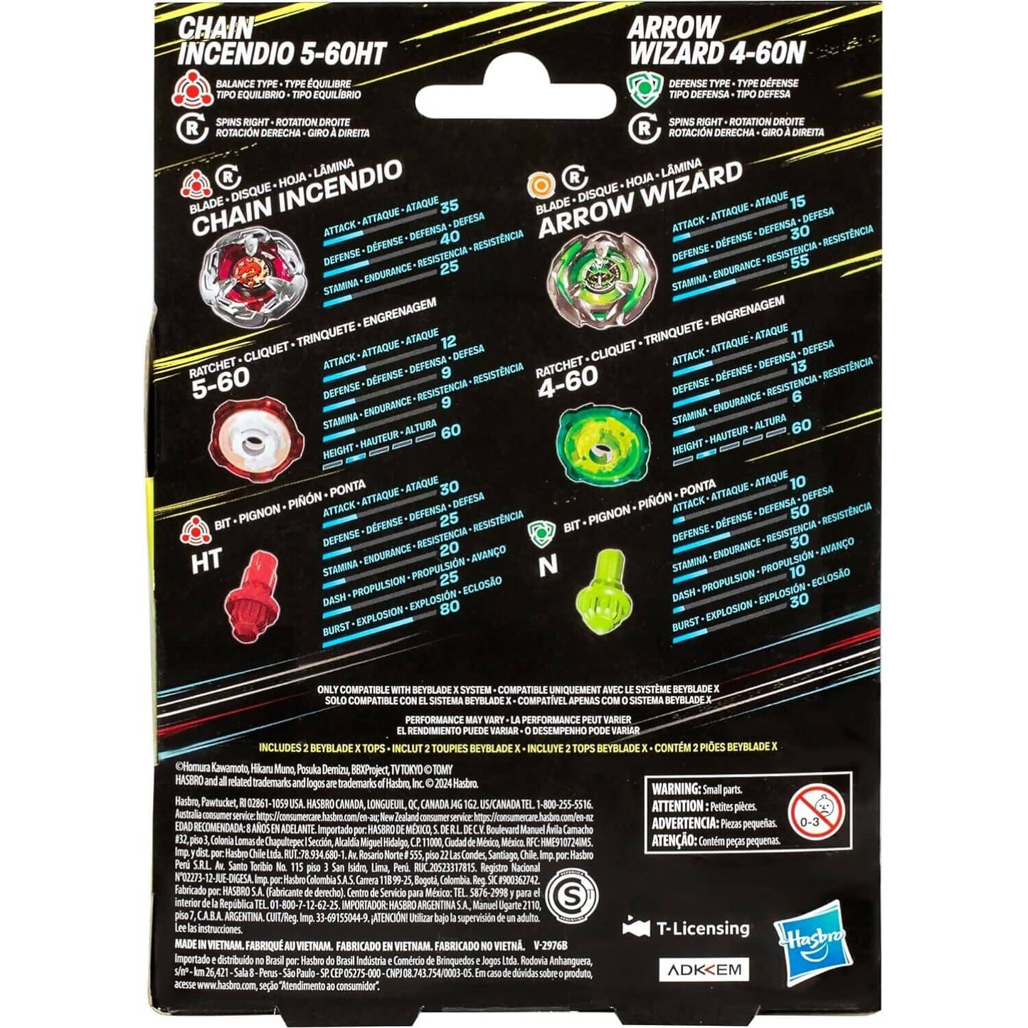 Beyblade -  X - Chain Incendio 5-60HT and Arrow Wizard 4-60N