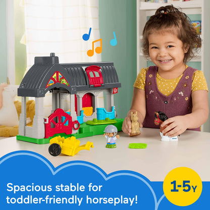 Fisher-Price - Little People Friendly Horses Stable Toddler Playset with Sounds - Mattel