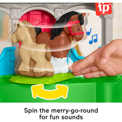Fisher-Price - Little People Friendly Horses Stable Toddler Playset with Sounds - Mattel