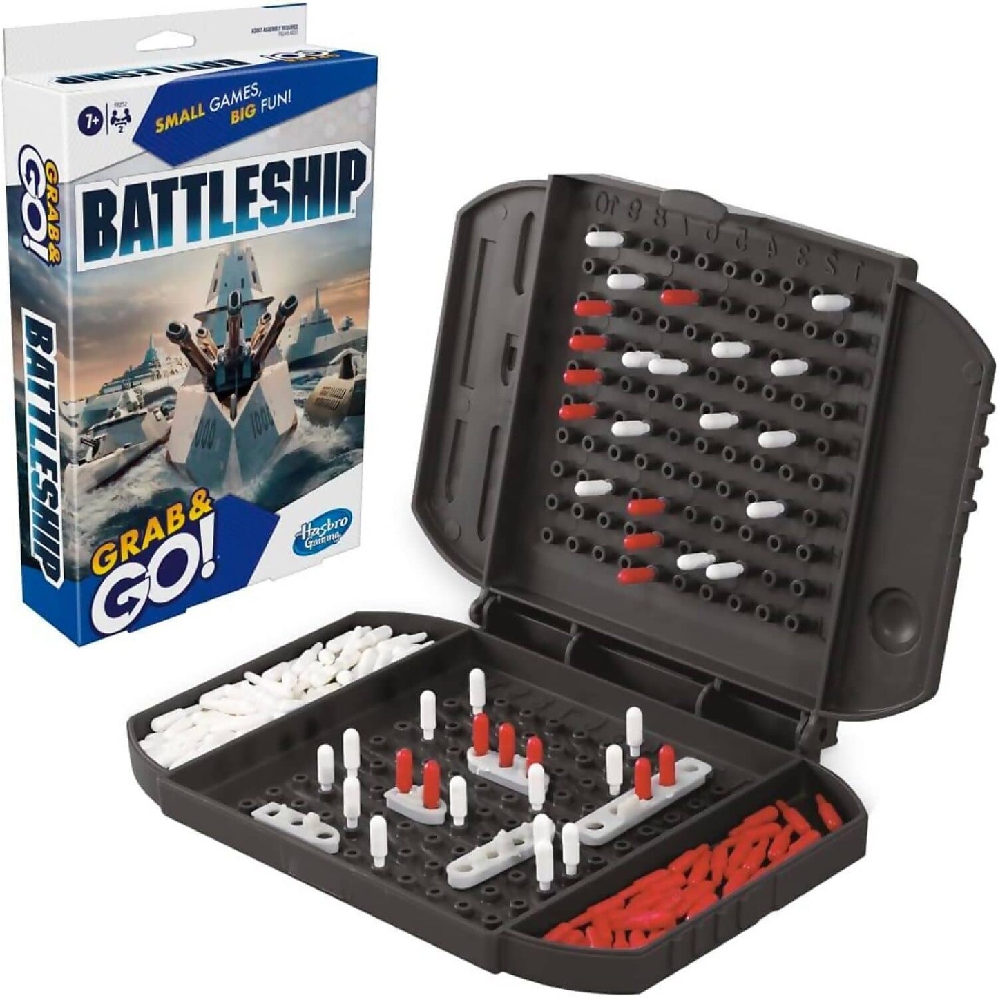 Hasbro -  Gaming - Battleship Grab and Go! Portable Travel Board Game