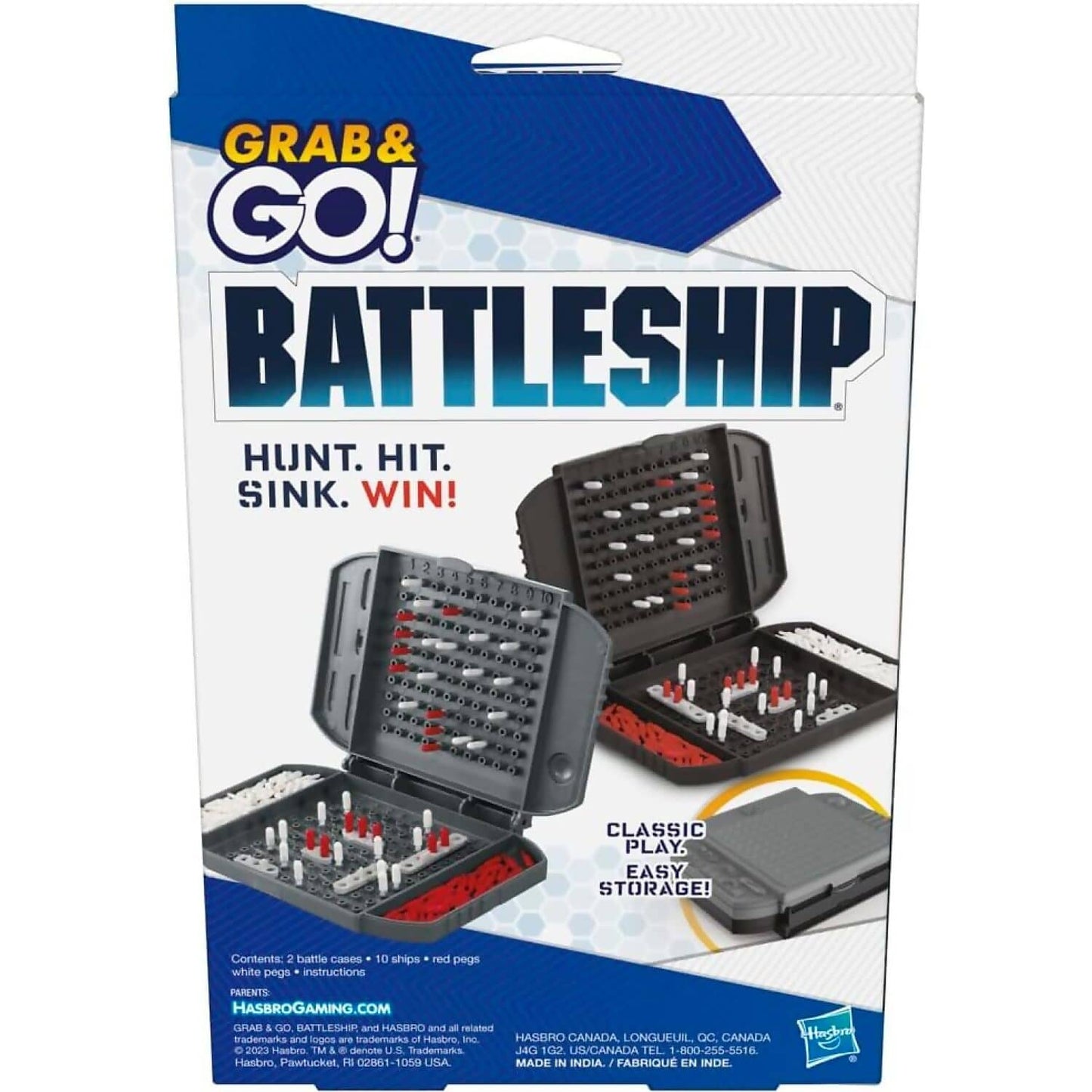 Hasbro -  Gaming - Battleship Grab and Go! Portable Travel Board Game