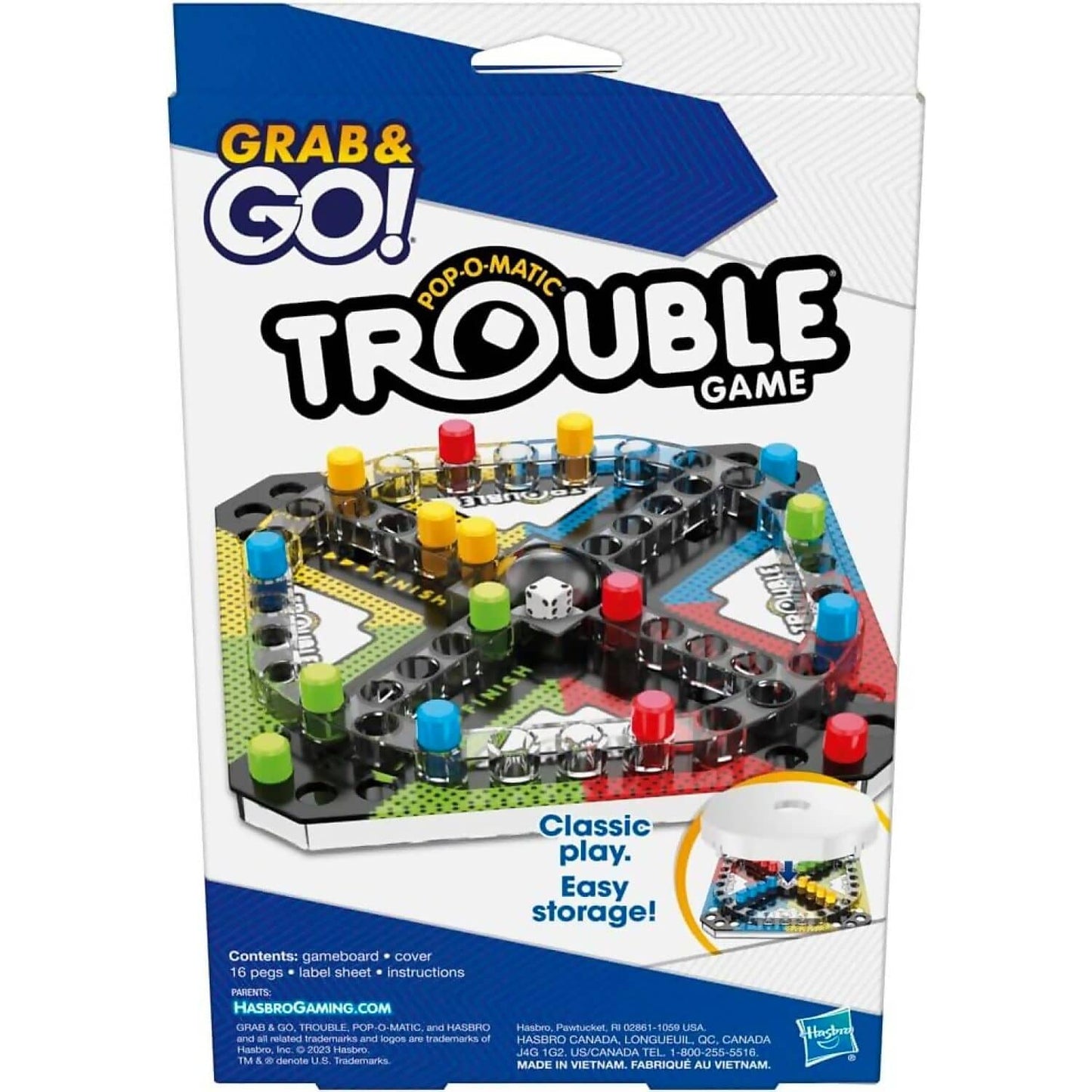 Hasbro -  Gaming - Trouble Grab & Go! Portable Travel Board Game