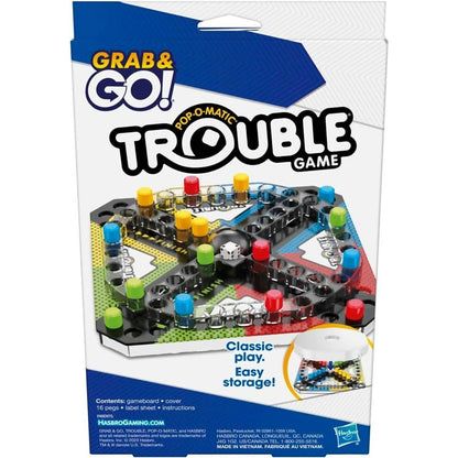 Hasbro -  Gaming - Trouble Grab & Go! Portable Travel Board Game